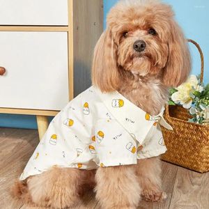 Camisa de vestuário para cachorro Design de lapela de botões adoráveis, vestindo vestido adorável up poliéster alimentação de garrafa imprimir acessórios de verão para animais de estimação