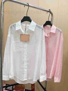 Camicette da donna camicie designer estate diamante calda piccola striscia verticale bianca sciolta flip collare goccia da fidanzato camicia solare xp61