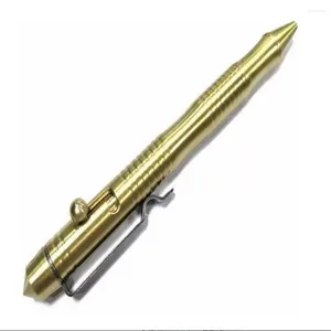 Retro Style Brass Pocket Pen Sturdy Portable Exquisite Matte Surface Classic Ball Point Signature Push Ball-Point Pens