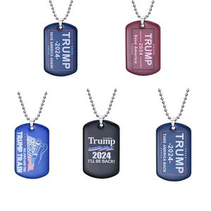 Wybory w amerykańskim naszyjniku Trump 2024 Prezydent Flag Flag wisiorek ze stali nierdzewnej Keyring Save America Again 5 Style