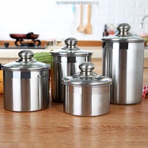 Storage Bottles 1750 Ml Home Kitchen Tool Coffee Cookie Jars Sealed Candy Food Bottle Metal