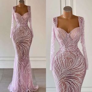 Prom Square Square Dresses Blamorous Frustes Mermaid Long Mesember Mustive on Tulle عاريات السوستة الطول الطول المخصص مصنوعًا بالإضافة إلى الحفل الحفل فستان Vestido de Noite