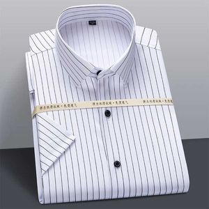 Herrklänningskjortor Mens Summer Short SLE Stretch Standed Dress Shirts Standard-passform Formell Business Wrinkle Resistant Thin Classic Basic Shirt D240507