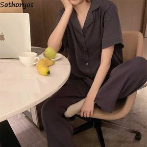 快適でかわいいシンプルでゆるいカジュアルS-4XLファッショナブルな韓国スタイルホームテント毎日のラペルwxの女性向けの女性用スリープウェアパジャマセット