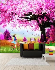 wall papers home decor designers Sakura tree wedding room cartoon murals wallpaper birds flower6238612