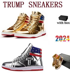 2024 T Trump Shoes Designer Sneaker The Never Surrender High Top Casual Basketball Shoes 1 TS Gold silvery Custom Men Women Trainers Sports Outdoor Sneakers With Box