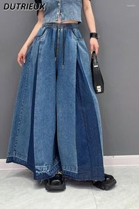 Jeans da donna primaverile autunno coreano in stile coreano sciolto sciolte versatili a colori versatili pantaloni a gamba larga per donne