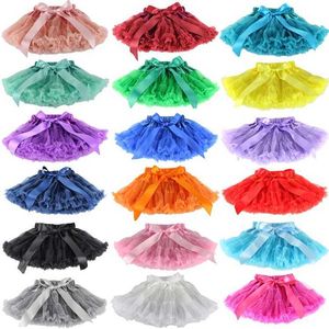 Tutu klänning baby flickor chiffon fluffy pettiskirts tutu prinsess party kjolar balett dansa slitage 12m-10t 30 färger meisjes rok d240507