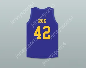 Custom Nay Mens Youth/Kinder Matt Nover Ricky Roe 42 Western University Blue Basketball Trikot mit blauen Chips Patch Top genäht S-6xl