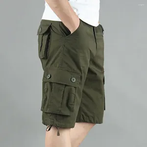 Men's Shorts Summer Cargo Men Multi-Pocket Cotton Casual Classic Outdoor Solid Color Knee Length Pants Straight Jogger Trousers