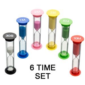 Klockor 6/12st Sandtimer Färgglad timglas Timer Small Hourglass Timer 0,5/1/2/3/5/10 minuter Sandklocktimer för kök barnrum