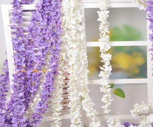 Yepyeni el sanatları 34cm yapay wisteria çiçek asma el yapımı çelenk düğün evi dekoratif rattan 14 renk4887058