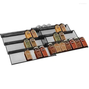 Kitchen Storage 4 Tier Drawer Spice Organizer Rack Tray Seasoning Jar Bottle Pantry Shelf Countertop Holder