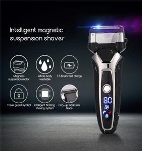 Tüm vücut yıkanabilir elektrikli tıraş makinesi hızlı şarjı Men039s Tıraş Makinesi Profesyonel 3 Blade Electric Razor LED ekran 03437578