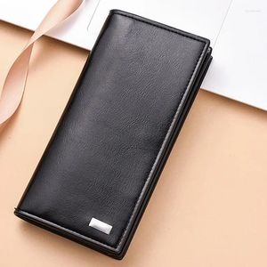 Wallets Leather Men Long Wallet Brand Male embreagem bolso de bolso de bolso de zíper portador de cartão de grande capacidade