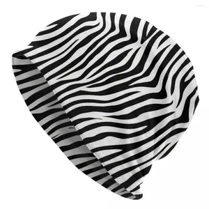 Berretti di zebra in bianco e nero tappi per la pelle animale stampa unisex teschi da esterno berretti cappelli a molla calda a doppio utilizzo cappello a maglia