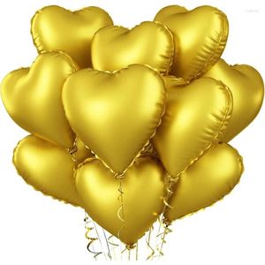 Decoração de festa 10 peças Balões de coração de folha de ouro 18 polegadas com fita M para decorações de aniversário de engajamento