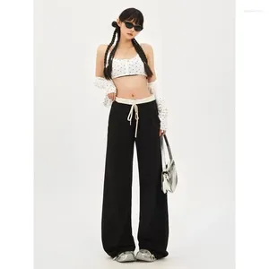 Frauenhose Deeptown Y2K Baggy Patchwork Frau Harajuku Schwarze losen lässige Hose koreanische Streetwear Mode gerade Ästhetik