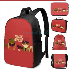 Zaino divertente stampa grafica Run the Jewels (2) USB Charge Men School Borse Women Bag Travel Laptop