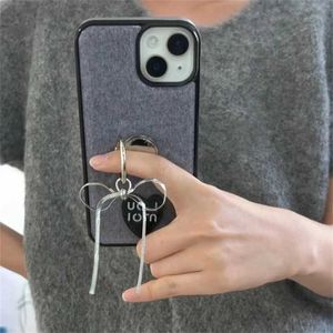 Cell Phone Mounts Holders Korean Cute 3D Silver knot Pendant Grip Tok Griptok Phone Holder For iPhone Girl Bracket Finger Ring Support Stand Rope Cord