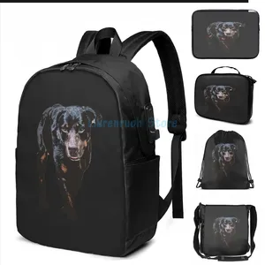 Rucksack lustiger Grafikabdruck Rottweiler USB -Ladung Männer Schultaschen Frauen Bag Travel Laptop