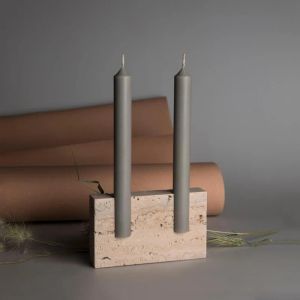 Candles 2 Holes Marble Taper Candle Holder Vintage Travertine Stone Candlestick Holder for Home Decor Dinning Party Table Centerpiece