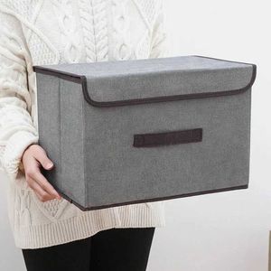 Storage Boxes Bins A three-dimensional storage box with Windows organization fabric foldable large capacity wardrobe Q240506