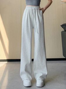 Women's Pants YK2 Fashion Female Wide Leg Sporty High Slim Straight Korean Casual Loose Lace-up Simple And Chic Office Ladies