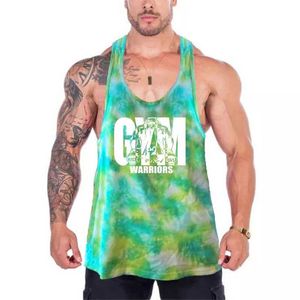 Herrtankstoppar kamouflage herrar fitnesskläder sommarmask gym stränger tank top bodybuilding slangess skjorta träning singlets som kör väst y240507