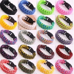 Misture cores que você escolhe auto-resgate Paracord Paraqueiras Bracelets de sobrevivência Bracelet Camping Travel Kit 255f