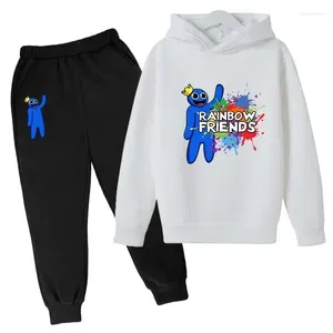 Set di abbigliamento arcobaleno amici con cappuccio set di ragazzi giochi cartone animato stampa primavera autunno inverno maniche lunghe felpa con felpa con cappuccio