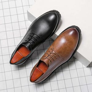 Classic Derby Casual Gentleman Business Leather Fashion Oxford Office Men Dress Shoes Frete grátis