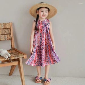 Girl Dresses Girl Dress Dreeveless Long Floral Princess 2024 Summer Childrens Abbigliamento Fiore dolce Gentle