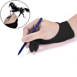 Gloves AntiFouling Artist Glove For Drawing,Black 2 Finger Painting Digital Tablet Writing Glove For Art Students Arts Lover