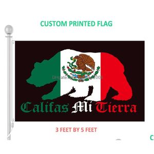 Banner Flaggen Custom Califas Mi Tierra Aztlan Polyester Flagge Dekorativ mit zwei Teilen 3x5 Fuß Drop Lieferung Hausgarten Festlichkeit Pa Dhtjt