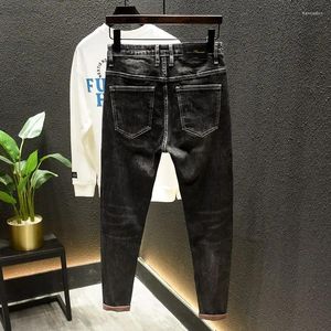 Men's Jeans Broken Male Cowboy Pants Slim Fit Cropped Torn For Men Black Trousers Tight Pipe Ripped With Holes Skinny Y 2k Vintage Xs