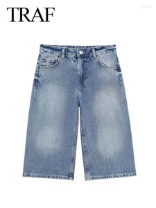 Jeans femininos 2024 Summer mulheres moda perna larga jean jeanim zíper solto calça midi mulher mulher selvagem de joa