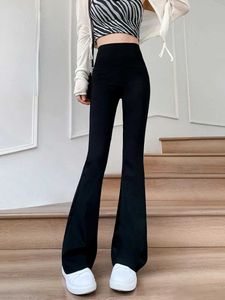 Spodnie damskie Capris Summer Flare Pants Women Super cienki wysoki talia stały kolor seksowny retro moda damska strwear matter sprężyna y240504