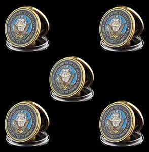 5PCS Wojskowe wyzwanie Monety Craft American Department of Navy Army 1 Oz Gold Plated Badge Metal Crafts WCASSULE1964421