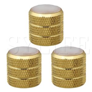 Accessori in lega Golden Tre Circle Dome Knobs + Top in vetro bianco per chitarra elettrica 3pcs