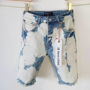 Lila denim shorts jeans lila varumärkesdesigner jeans män retro tvättar smala fit hål casual jean shorts mode lila jeans hög kvalitet 02