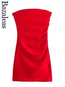 Повседневные платья 2024 Bazaleas Store Sexy Red Red Redeveless Mini Corset Dress Offormation для женщин без Backcon Party