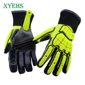 Gloves XYEHS ANSI Cut A5 Rescue Extrication Safety Work Gloves TPR Knuckle & Fingers Impact Oil & WaterResistant w/ Reinforced Palm