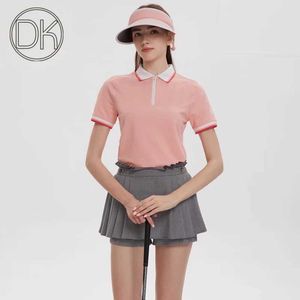 Damen -Trailsanzuiten DK Mode neue 24 Frauen Zip -Revers -Polo -Hemd atmungsabstimmung Kurzer Slve Tops Sport Ruffle Tailled Shorts Culottes Y240507