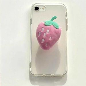 Celular monta suporte para suporte coreano 3d fofo macho rosa Strawberry Griptok Suporte para iPhone 15 Universal Lovely Pur Phone Telder Anel Stand Stand Tok