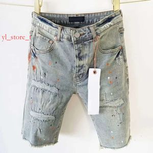Designer shorts jeans roxos calças empilhadas ksubi lágrimas de rua high