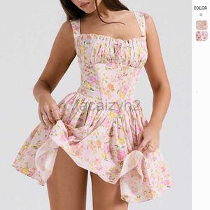 Vestido de grife, vestido de verão sexy com suspensório floral, ajuste fino e efeito de emagrecimento, saia pequena e fofa de balé, vestidos de tamanho grande