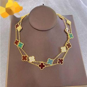 High Quality Lucky Clover 10 Flower Onyx Necklace Classic Sweater Chain Necklace Jewelry Gift for Men and Women