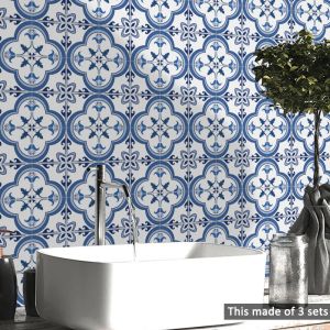 Adesivi impermeabili di alta qualità portoghese blu pattern da bagno cucina soggiorno decorazioni per la casa piastrelle adesivi da parete