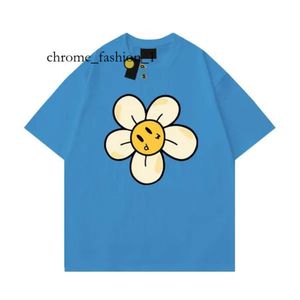 Draw -dyk skjorta Bay Shirt Men's Designer Face Summer Draw Haikyuu Women's Tee Loose Tops Round Neck Drew Hoodie Floral Hat Liten Yellow Face 709